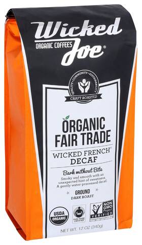 Acolou 873562000913 Wicked Joe Organic Coffee French Decaf Ground 12 Ounce