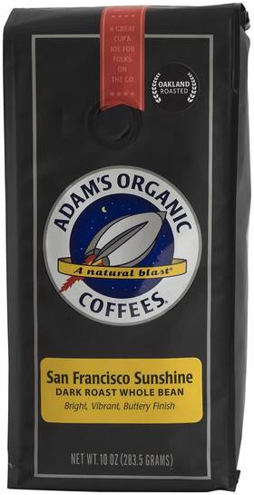 Adams Organic Coffee 015124200779 San Francisco Sunshine 10 Ounce