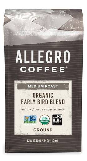 Allegro Coffee 014321114438 Organic Early Bird Blend Ground 12 Oz