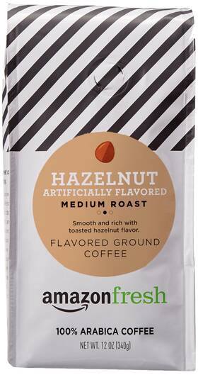 Amazon Fresh 195515006668 Amazonfresh Hazelnut Flavored Coffee Ground Medium Roast 12 Ounce