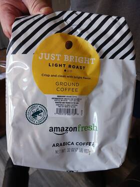 Amazon Fresh 726084956094 Just Bright Ground Coffee Light Roast 32 Oz