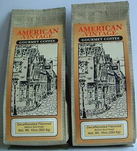 8127721-2 American Vintage Coffee Decaffeinated Southern Pecan 2/10oz Ground Medium Bold Roast