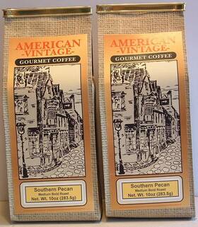 86378-2 American Vintage Coffee Southern Pecan 2/10oz Ground Dessert Fresh Roasted Medium Bold