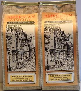 86555-10 American Vintage Coffee Red Hot Cinnamon 2/10oz Ground Dessert Medium Bold Roasted
