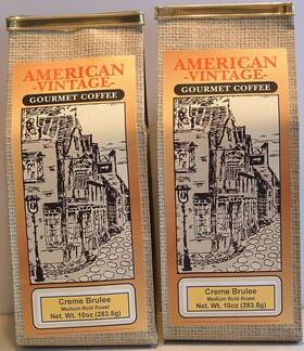 999971-2 American Vintage Coffee Creme Brulee 2/10oz Ground Dessert Fresh Roasted Medium Bold