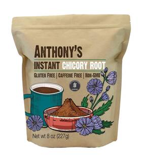 Anthonys 850014068486 Instant Chicory Root 8 Oz Gluten Free Caffeine Non Gmo Coffee