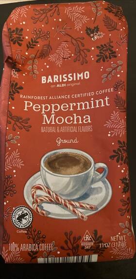 Barissimo 061461862565 Aldi Peppermint Mocha Ground Coffee 11-oz Bag 100% Arabica