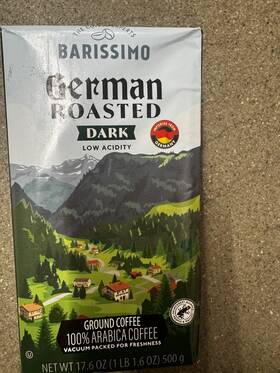 080925 Barissimo Coffee German Roasted Dark Low Acidity Ground 500g Rainforest