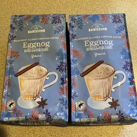 Barissimo 099100345957 2 Eggnog Ground Coffee 11oz Arabica Light Roast Bb 11/25 New Sealed