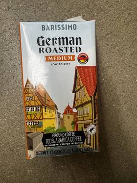 110925 Barissimo Coffee German Roasted Medium Ground 17.6 Oz Rainforest