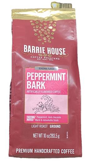Barrie House Coffee 032561021217 Peppermint Bark Flavored 10 Oz Bag - Light Roast Ground