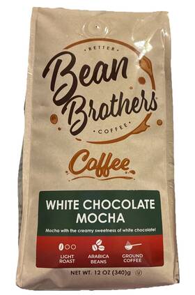 Bean Brothers 609846802856 8 X 12oz 100% Arabica Ground Coffee White Choc Mocha Light Roast