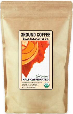 Bella Rosa Coffee Company 744759087058 Organic Half-caff 12 Oz. Fresh Ground Medium Roast