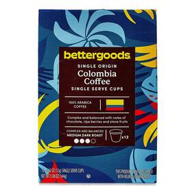 Bettergoods 194346193363 Single Origin Colombia Coffee Medium Dark Roast 0.42 Oz 12 Count