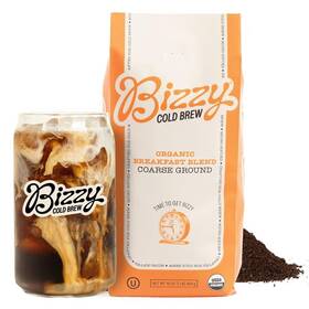 Bizzy 445019559522 Organic Cold Brew Coffee Breakfast Blend Coarse Ground 1lb