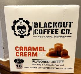 Blackout Coffee Co. 850015674174 Caramel Cream Flavored Fresh Pods 18 Ct Box Sealed