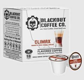 Blackout Coffee Co. 850015674327 Climax Amaretto Irish Cream Kahlua Flavored Pods- 18ct