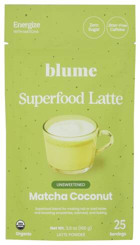 Blume 63823 Matcha Coconut Superfood Latte Powder Tea