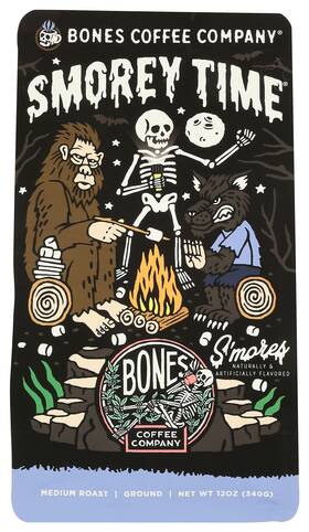 Bones Coffee 77614 Smorey Time Ground Medium Roast 12oz Chocolate