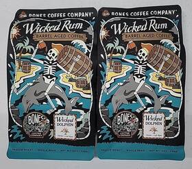 Bones Coffee 810036268721 Co Wicked Rum Barrel Aged Whole Bean 2 12 Oz Bags Med Roast