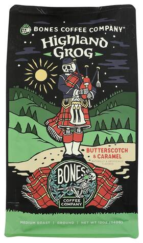 Bones Coffee 82843 Company Highland Grog Ground Medium Roast 12 Oz