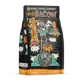 Bones Coffee Company 313039298295 Maple Bacon Ground Beans Low Acid Flavored