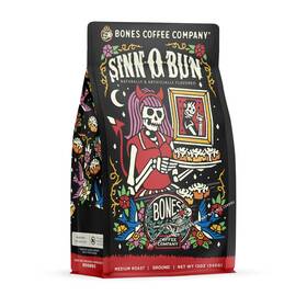 Bones Coffee Company 746241389121 Sinn Ftoft Bun Ground Beans Cinnamon Roll Flavor Low Acid Flavored Cof