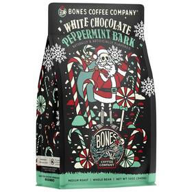 Bones Coffee Company 810036261166 White Chocolate Peppermint Bark Ground Beans Low Acid Flavored
