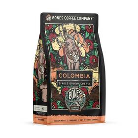 Bones Coffee Company 810036261197 Colombia Medium Roast Ground 12 Oz - Low Acid Flavor Notes