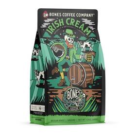 Bones Coffee Company 810036261609 Irish Cream Flavored Beans 12 Oz Medium Roast Low Acid