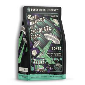Bones Coffee Company 810036262156 Mint Invaders Ground Beans Chocolate Chip Flavor Low Acid Flavo