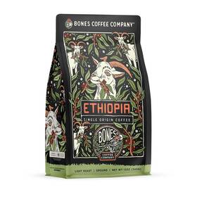 Bones Coffee Company 810036262651 Ethiopia Single-origin Beans Light Roast Ground Gifts Low Acid