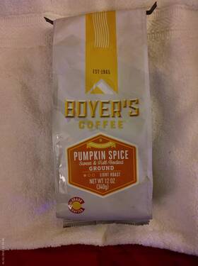 Boyer S 790111139972 New / Boyers Coffee Pumpkin Spice Light Roast Ground 12 Oz