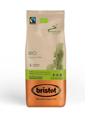 Bristot 001681022697 Organic Ground Espresso Medium Roast Italian Coffee For Moka French Pres