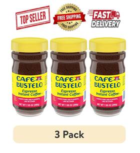 021548 Caf Bustelo 3 Pack Cafe Espresso Style Dark Roast Instant Coffee 7.05 Oz Jar