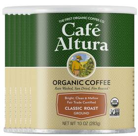 Cafe Altura 032843396163 Ground Organic Coffee Fair Trade Classic Roast 6 X 10 Oz
