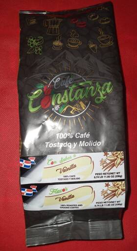 Vainilla-14 Cafe Constanza 48325 00057 100% Pure Ground Dominican Coffee -molido Sabor Oz