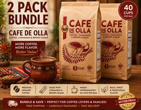 Cafe De Olla 1673279 Ground Coffee Cinnamon Brown Sugar 2 Pack 40 Cups