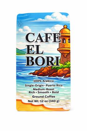 Cafe El Bori 199874736235 Authentic Puerto Rican Medium Roast Coffee 12 Oz Bag. Smooth