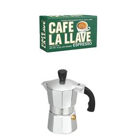 Cafe La Llave 711181345353 Espresso Dark Roast Coffee 10 Ounce And Imusa Aluminum S