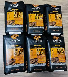 Cafe Ole 041220498703 6 - 12oz Bags Of Medium Roast Grd. Hub City 72oz Total Taste Texas