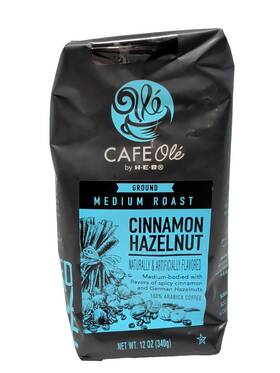 Cafe Ole 041220843466 By Heb Cinnamon Hazelnut Ground Coffee 12 Ounce Bag
