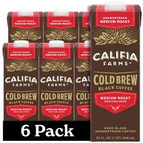 Califia Farms 313053583582 - Pure Black Medium Roast Cold Brew Coffee 32 Oz Pack Of 6 100