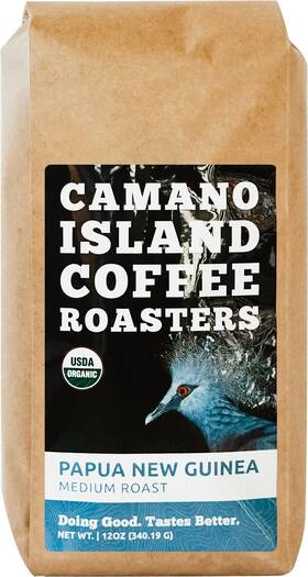 Camano Island Coffee Roasters 890902002000 Papua New Guinea Ground 12oz Fresh Medium Roast Usda Organic Fairly Traded Shade