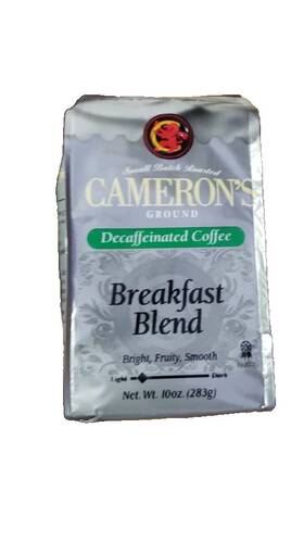 Cameron 010668175439 Camerons Ground Breakfast Blend Decaf Coffee Light Roast 10 Oz Bag
