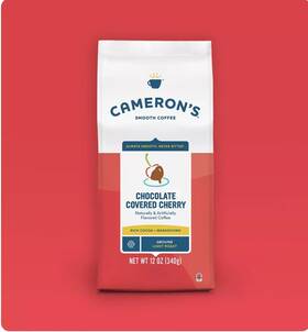 Camerons 010668074176 Chocolate Covered Cherry Ground Coffee 12 Oz Sell By Date 10/31/25