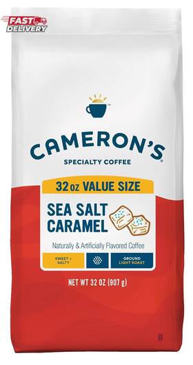 Camerons Coffee 313031736771 Roasted Ground Bag Flavored Sea Salt Caramel 32 Ounce