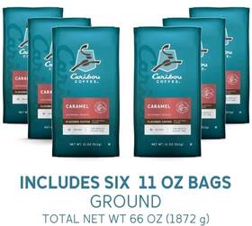 Caribou 629722739045 Coffee Caramel Flavored Medium Roast Ground 6- 11 Oz Bags Bb 6/25
