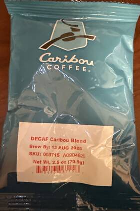 Caribou 798493087157 Coffee 8715 2.5 Oz Fractional Packs - Decaf Blend 18 Bb8/13/25