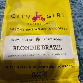 12ou City Girl Coffee 725776801131 Blondie Brazil Whole Been Light Roast Coffee- 2 - 12ou. Bags By 04/26